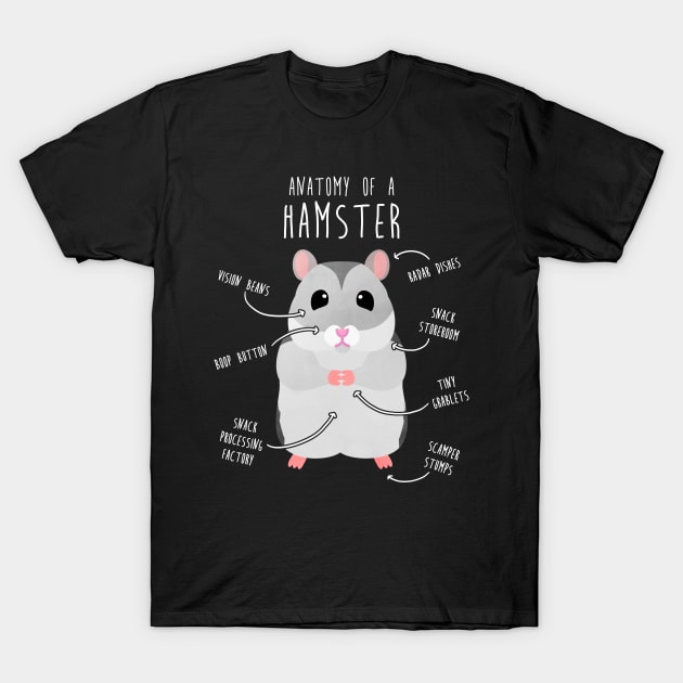 Winter White Dwarf Hamster Anatomy T-Shirt by Psitta